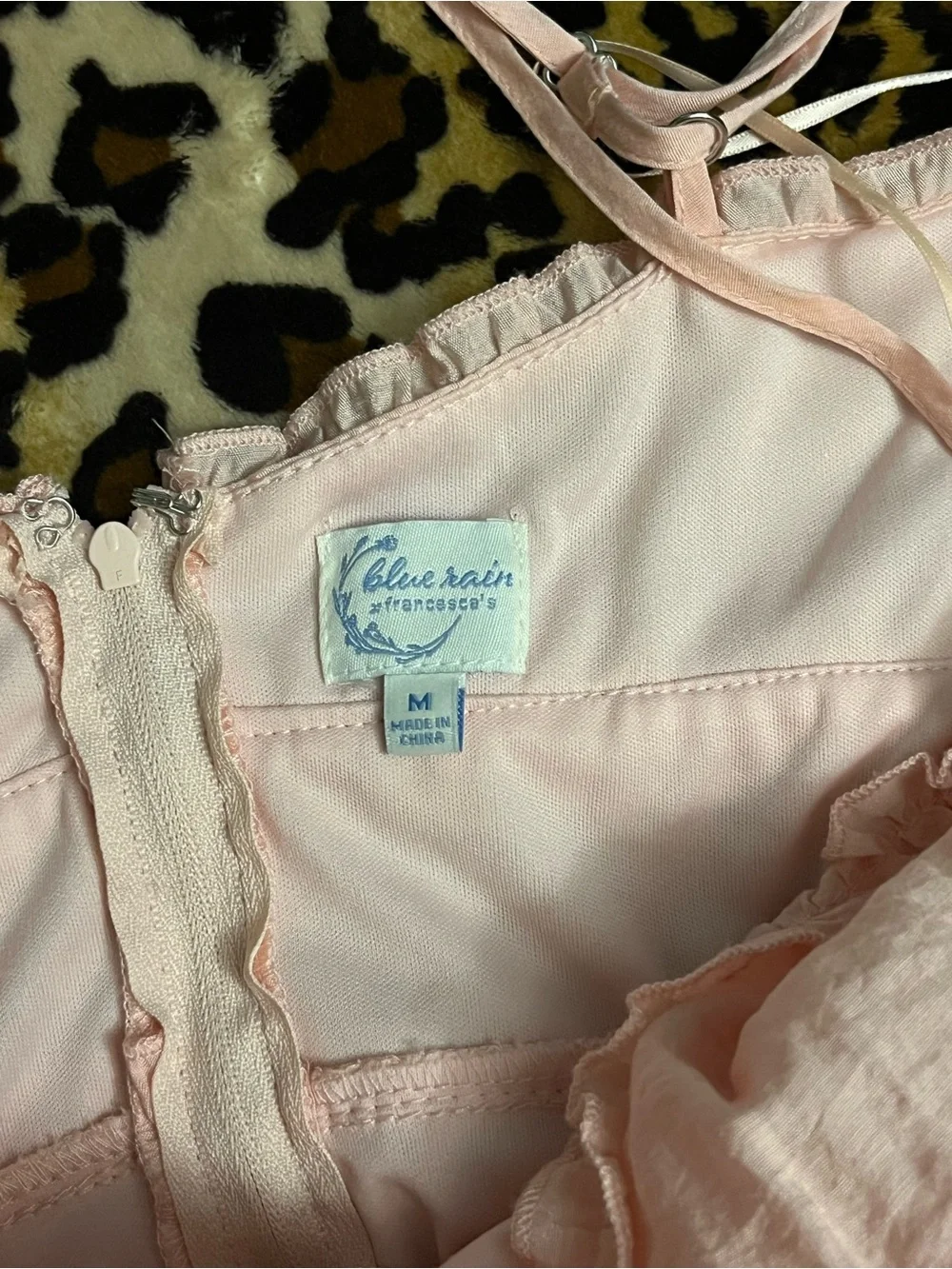 Peachy Pink Ruffle-Trim Chemise with Adjustable Straps